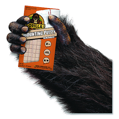 Gorilla Removable Mounting Putty, Repositionable and Reusable, 2 oz, 84 Squares/Pack (102745)