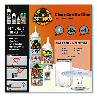 Clear Gorilla Glue, 5.75 oz, Dries Clear (4572502)