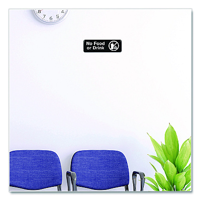 General Printing & Design No Food or Drink Wall Sign, 9" x 3", Black Face, White Graphics, 3/Pack (EGPHD0267S)
