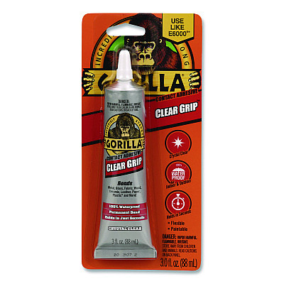 Gorilla Clear Grip Contact Adhesive, 3 oz Tube, Dries Clear (8040002)