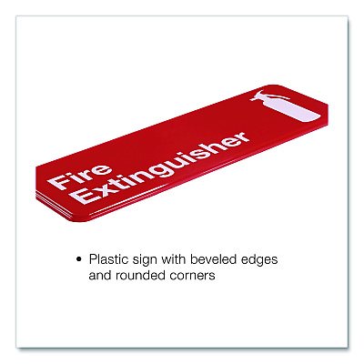 General Printing & Design Fire Extinguisher Wall Sign, 9" x 3", Red Face, White Graphics, 3/Pack (EGPHD0480S)