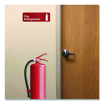 General Printing & Design Fire Extinguisher Wall Sign, 9" x 3", Red Face, White Graphics, 3/Pack (EGPHD0480S)