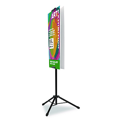 General Printing & Design Blank Floor Sign Stand, Holds Posters Up to 77", 26" to 86" Tall, Black Stand, White Face (EGPHD0523)