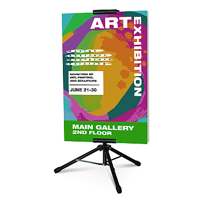 General Printing & Design Blank Floor Sign Stand, Holds Posters Up to 77", 26" to 86" Tall, Black Stand, White Face (EGPHD0523)