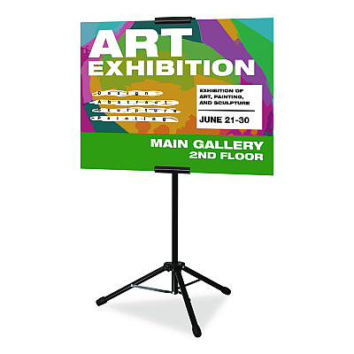 General Printing & Design Blank Floor Sign Stand, Holds Posters Up to 77", 26" to 86" Tall, Black Stand, White Face (EGPHD0523)