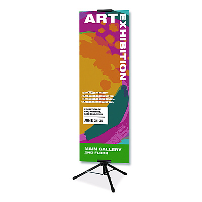 General Printing & Design Blank Floor Sign Stand, Holds Posters Up to 77", 26" to 86" Tall, Black Stand, White Face (EGPHD0523)