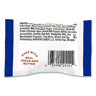Performance Food Group Small Batch Wonders Snack-Size Milk Chocolate Sea Salt Caramels, 0.5 oz Individually Wrapped, 48/Box (KAR27163)