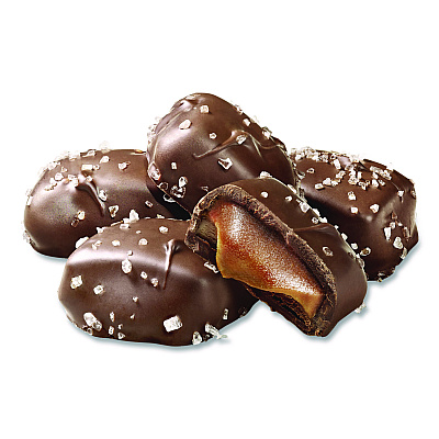 Performance Food Group Small Batch Wonders Snack-Size Milk Chocolate Sea Salt Caramels, 0.5 oz Individually Wrapped, 48/Box (KAR27163)