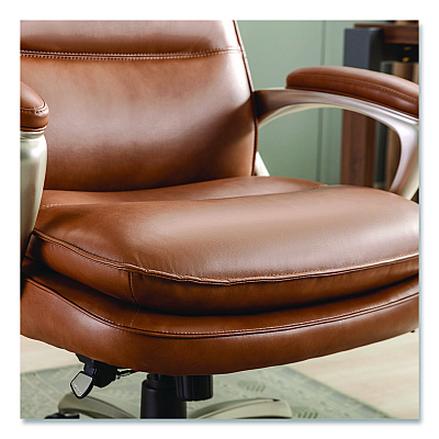 La-Z-Boy Jenkins Executive Big and Tall Chair, Supports Up to 400 lb, 20" to 23" Seat Height, Brown Seat/Back, Silver/Black Base (60075CAM)