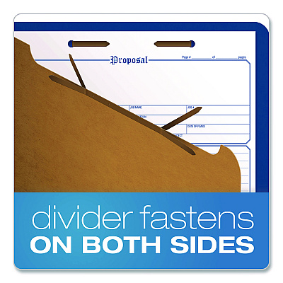 Pendaflex Colored Pressboard Top Tab Classification Folders, 1.75" Expansion, 1 Divider, 4 Fasteners, Letter Size, Dark Blue, 10/Box (23732P)