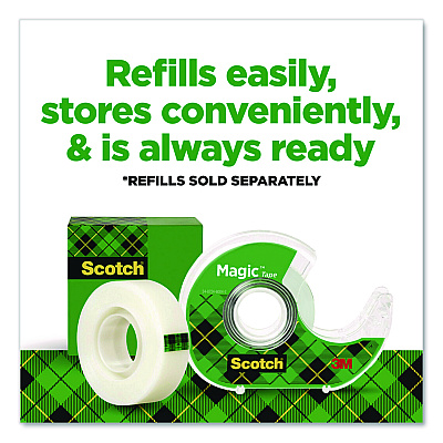 Scotch Magic Tape in Handheld Dispenser, 1" Core, 0.75" x 24.9 ft., Clear, 2/Pack (2105)