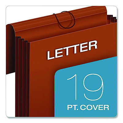 Pendaflex Extra-Wide Expanding Wallet, 5.25" Expansion, 1 Section, Flap/Elastic Cord Closure, Letter Size, Redrope, 10/Box (73186BX)