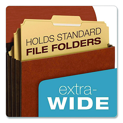 Pendaflex Extra-Wide Expanding Wallet, 5.25" Expansion, 1 Section, Flap/Elastic Cord Closure, Letter Size, Redrope, 10/Box (73186BX)