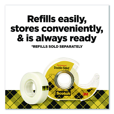 Scotch Double-Sided Permanent Tape in Handheld Dispenser, 1" Core, 0.5" x 500", 6/Pack (6137H2PCMP)