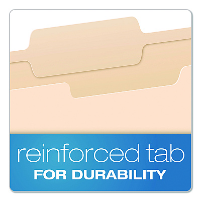 Pendaflex Reinforced Top Tab Manila File Folders, 1/3-Cut Tabs: Center Position, Letter Size, Manila, 100/Box (R752132)