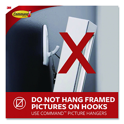 Command General Purpose Wire Hooks, Medium, Metal, White, 2 lb Capacity, 16 Hooks and 20 Strips/Pack (1706516CLUB)