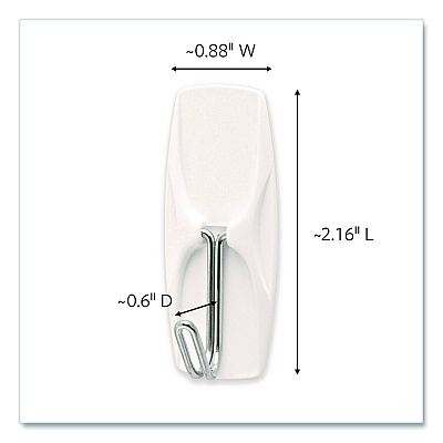 Command General Purpose Wire Hooks, Medium, Metal, White, 2 lb Capacity, 16 Hooks and 20 Strips/Pack (1706516CLUB)