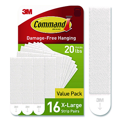 Command Picture Hanging Strips, X-Large, Removable, Holds up to 20 lbs per 4 Strips, White, 16 Pairs/Pack (1721716NA)