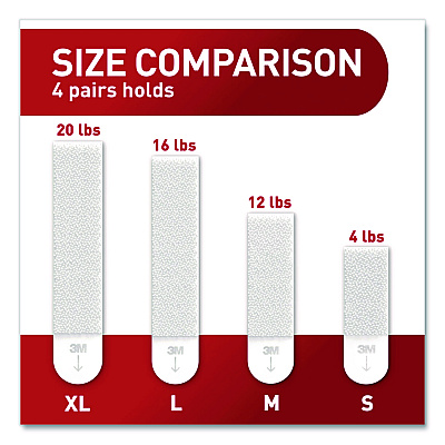 Command Picture Hanging Strips, X-Large, Removable, Holds up to 20 lbs per 4 Strips, White, 16 Pairs/Pack (1721716NA)