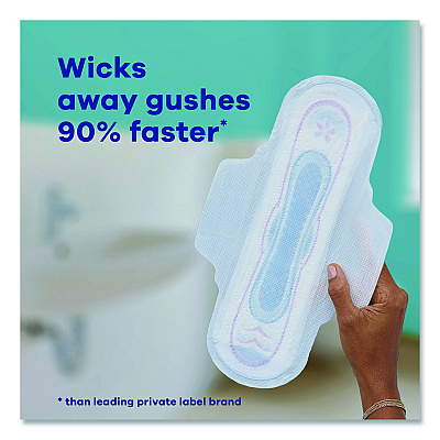 Always Ultra Thin Pads with Wings, Size 1, Regular Absorbency, 22 Pads/Pack, 12 Packs/Carton (03339)