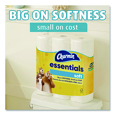 Charmin Essentials Soft Bathroom Tissue, Septic Safe, 2-Ply, White, 330 Sheets/Roll, 9 Rolls/Pack, 4 Packs/Carton (04536)