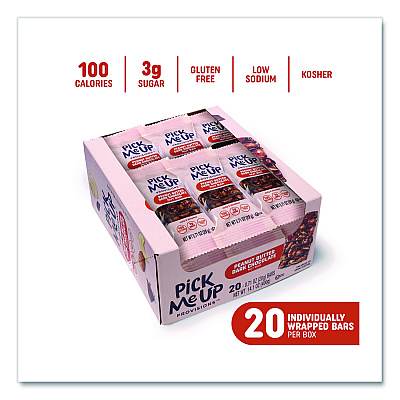 Pick Me Up Provisions Nut Bars, Peanut Butter Dark Chocolate, 0.7 oz Bar, 20/Box (PM62796CC)