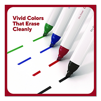 TRU RED Tank Dry Erase Markers, Broad Chisel Tip, Assorted Colors, 12/Pack (TR61454)
