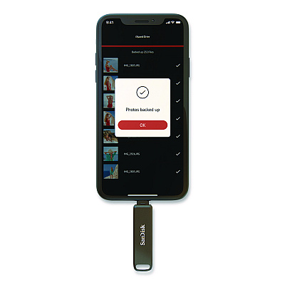 Sandisk Dual Phone USB 3.2 Type-C/Lightning Flash Drive, 128 GB, Black (IX70N128GAG6)