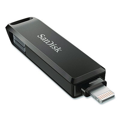 Sandisk Dual Phone USB 3.2 Type-C/Lightning Flash Drive, 256 GB, Black (IX70N256GAG6)