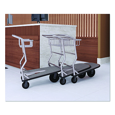 Suncast Commercial Nesting Luggage Cart with Carpeted Platform, 300 lb Capacity, 27 x 37 x 37.5, Silver/Black (MLCNC600)