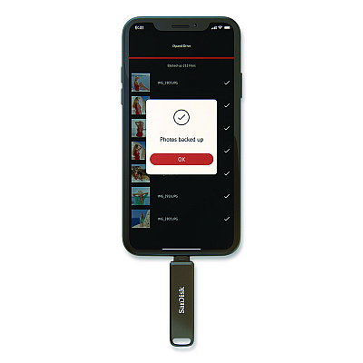Sandisk Dual Phone USB 3.2 Type-C/Lightning Flash Drive, 256 GB, Black (IX70N256GAG6)