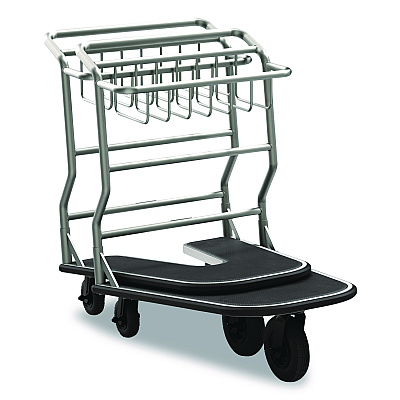 Suncast Commercial Nesting Luggage Cart with Rubber Platform, Capacity, 300 lb Capacity, 27 x 37 x 37.5, Silver/Black (MLCNR600)