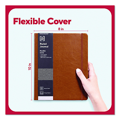 TRU RED Flexible-Cover Business Journal with Elastic Closure, 1-Subject, Narrow Rule, Cognac Cover, (128) 10 x 8 Sheets (TR61953)