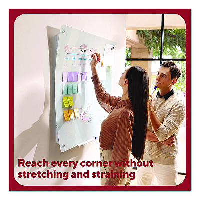 TRU RED Curved Magnetic Glass Dry Erase Board, 3 ft x 4 ft, White Surface (TR62094)