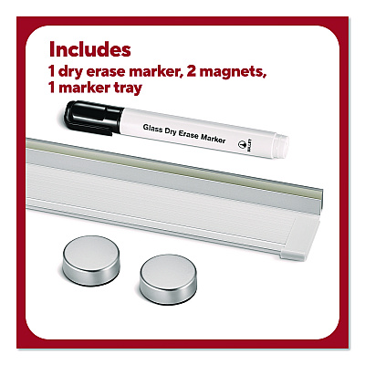 TRU RED Curved Magnetic Glass Dry Erase Board, 3 ft x 4 ft, White Surface (TR62094)