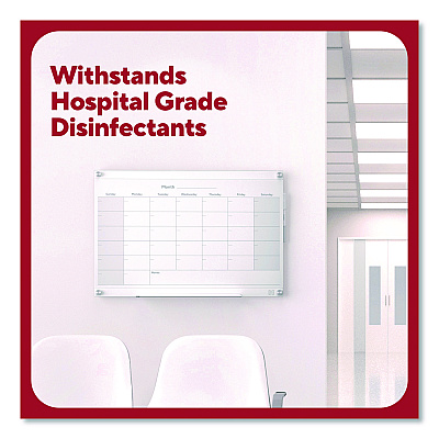 TRU RED Magnetic Glass Dry Erase Board with Templates, Six Views, 3 ft x 2 ft, White Surface (TR62139)