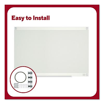 TRU RED Magnetic Glass Dry Erase Board with Templates, Six Views, 3 ft x 2 ft, White Surface (TR62139)
