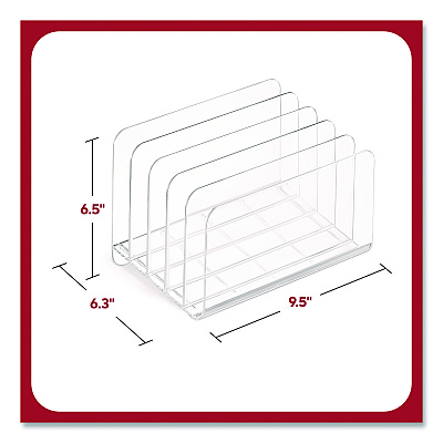 TRU RED 5-Compartment Plastic Incline Sorter, 8.5 x 11 Size, 6.26 x 9.49 x 6.5, Clear (TR62285)