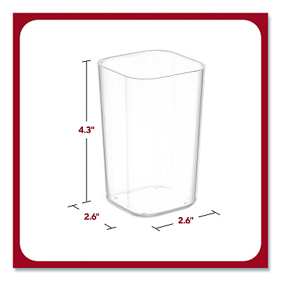 TRU RED Stackable Plastic Pencil Cup, 2.61 x 2.61 x 4.3, Clear (TR62286)