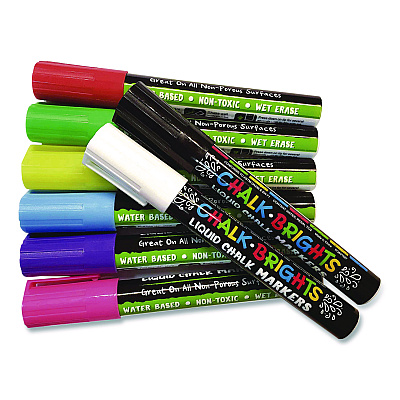 Teacher Created Resources Chalk Brights Liquid Chalk Markers, Broad Reversible Bullet/Chisel Tips, Assorted Colors, 8/Pack (20884)