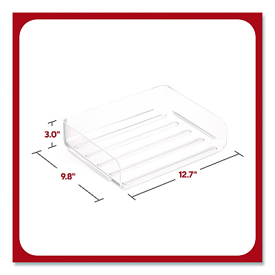 TRU RED Clear Side Load Stackable Plastic Letter Tray, Letter Size, 9.72 x 12.63 x 3.01 (TR62288)
