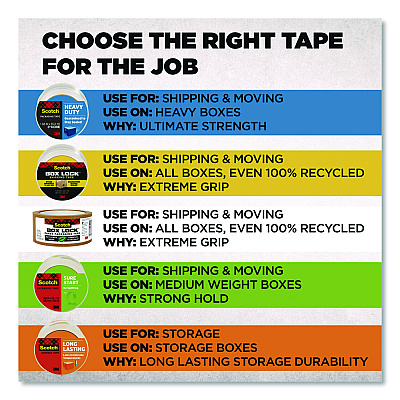 Scotch 3850 Heavy-Duty Packaging Tape, 3" Core, 1.88" x 43.7 yd, Clear, 6/Pack (38504063BRD2)