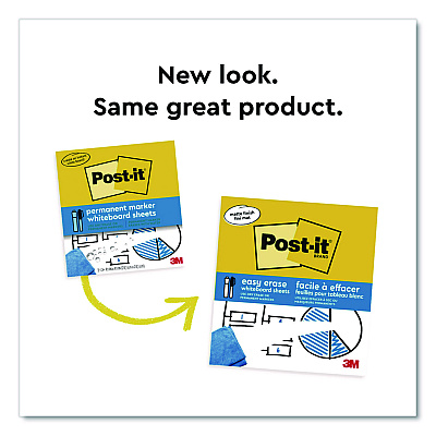 Post-it Easy-Erase Whiteboard Sheets, Plastic Surface, 9.1 x 9.1, White, 2/Pack (FWSSHEETS2PK)
