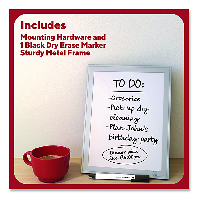 TRU RED Mini Melamine Dry Erase Board, 8.5" x 11" White Surface, Aluminum Frame (TR62580)
