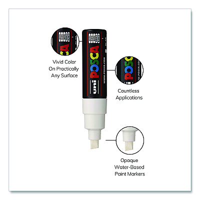 POSCA Water-Based Paint Markers, Broad Chisel Tip, White (PC8KWHITE)
