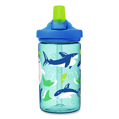 CamelBak Eddy + Kids Water Bottle, Sharks and Rays Design, 14 oz, Multicolor (2472402041)