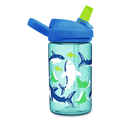 CamelBak Eddy + Kids Water Bottle, Sharks and Rays Design, 14 oz, Multicolor (2472402041)