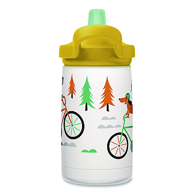 CamelBak Eddy + Kids Water Bottle, Biking Dogs Design, 12 oz, Multicolor (2665107035)