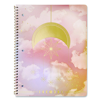 ECCOLO Celestial Body Spiral Notebook, 1-Subject, Medium/College Rule, Assorted Cover Colors/Designs, (80) 11 x 8.5 Sheets, 3/Pack (ST839A3PACK)