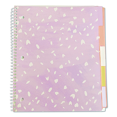 Carolina Pad Silver Lining Five-Subject Spiral Notebook, Medium/College Rule, Randomly Assorted Cover Color/Design, (150) 11 x 9 Sheets (17504)
